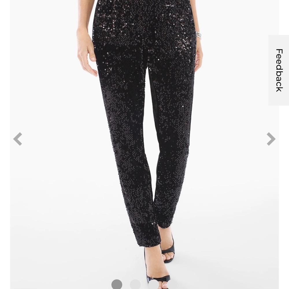 Chico's Black Sequin Tapered Pants